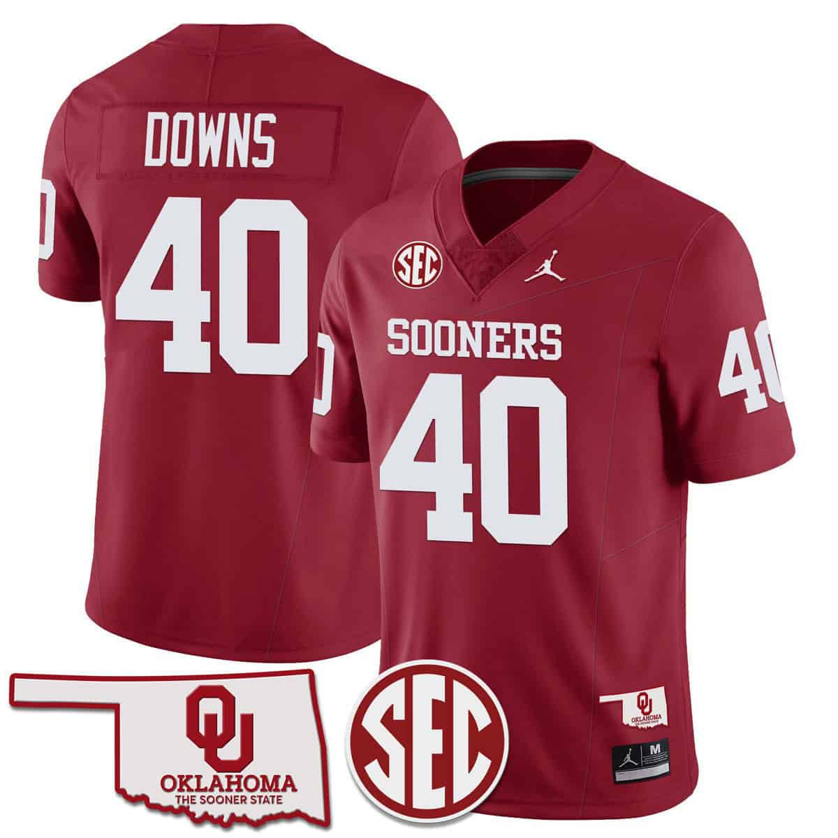 Men Oklahoma Sooners #40 Downs Red 2024 SEC Patch Vapor Premier Limited NCAA Jersey style 1->indianapolis colts->NFL Jersey